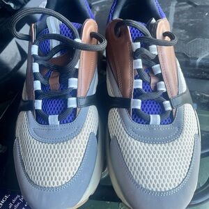 Dior Men's Cream, Blue & Brown Mesh Sneakers